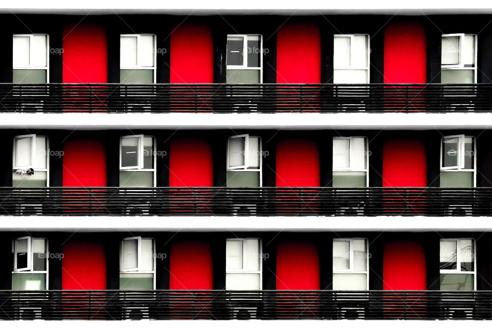 Red building facade shot