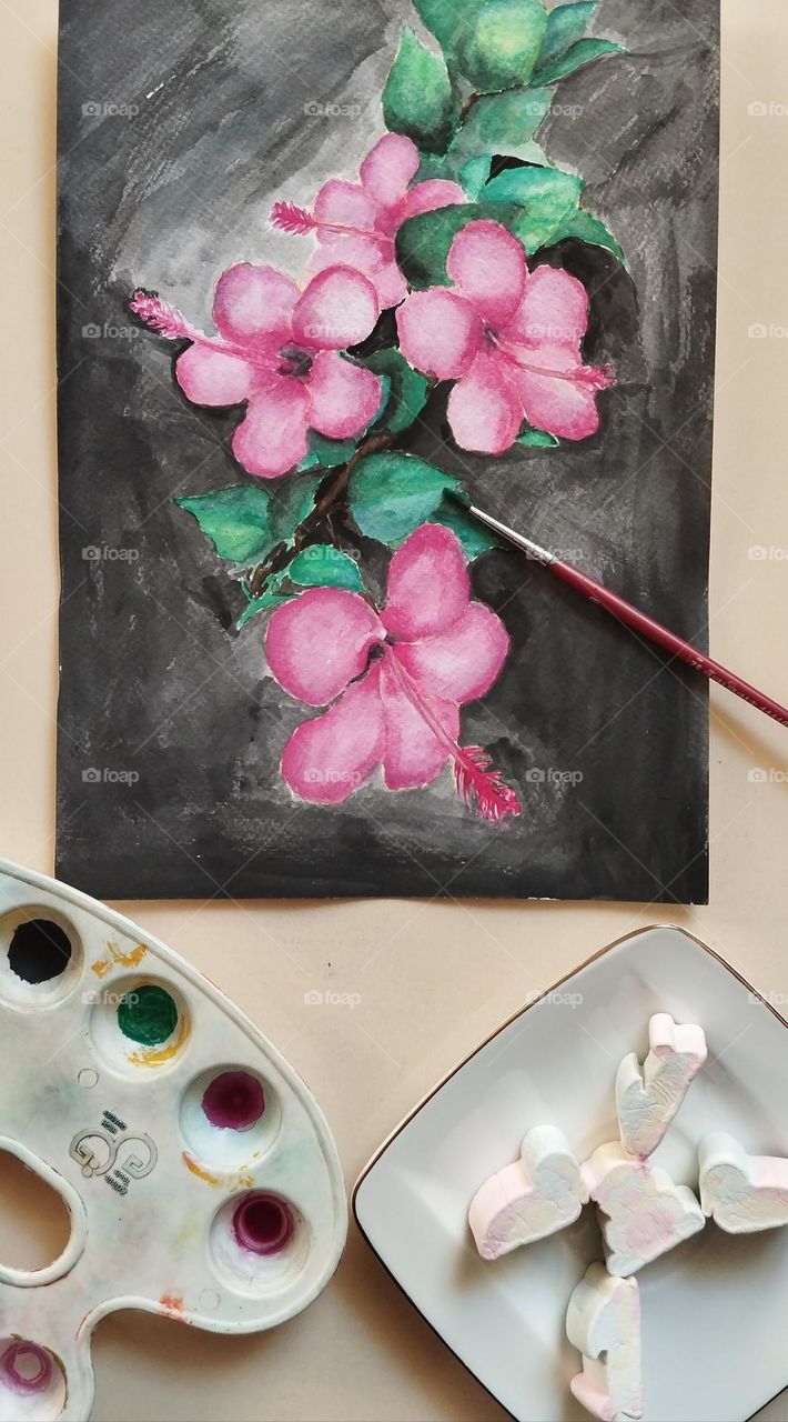 I dream my painting and I paint my dream on my art desk