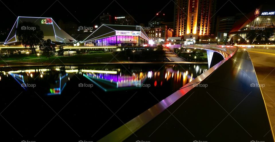 Adelaide festival theater, River Torrens, long exposure mirror reflection