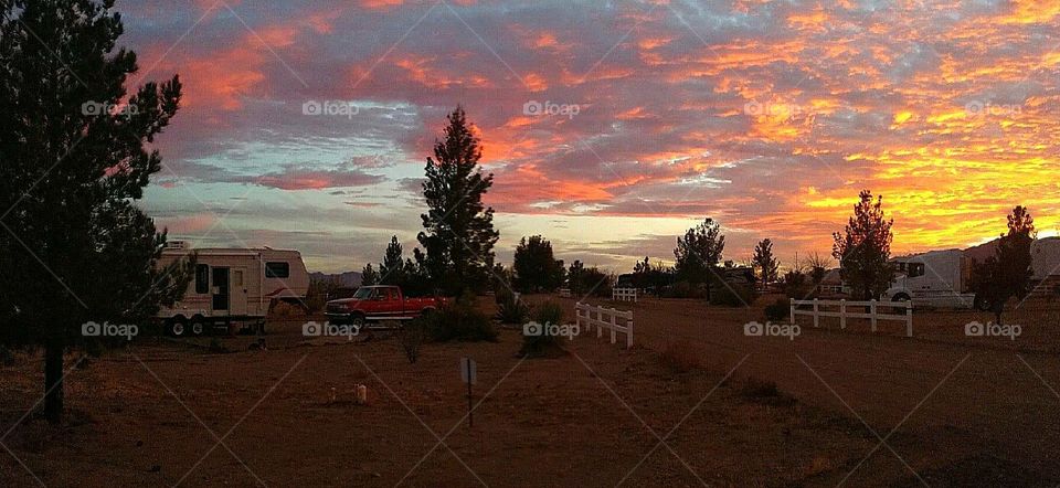 Sunset over campground