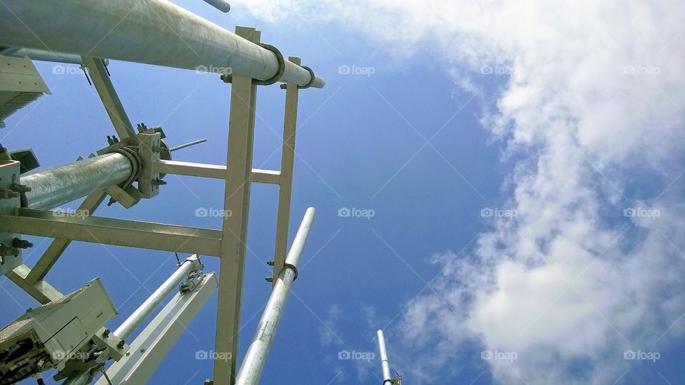 Pole tower on rooftop