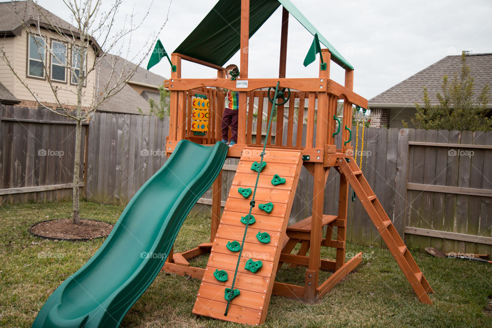 Playing on the slide