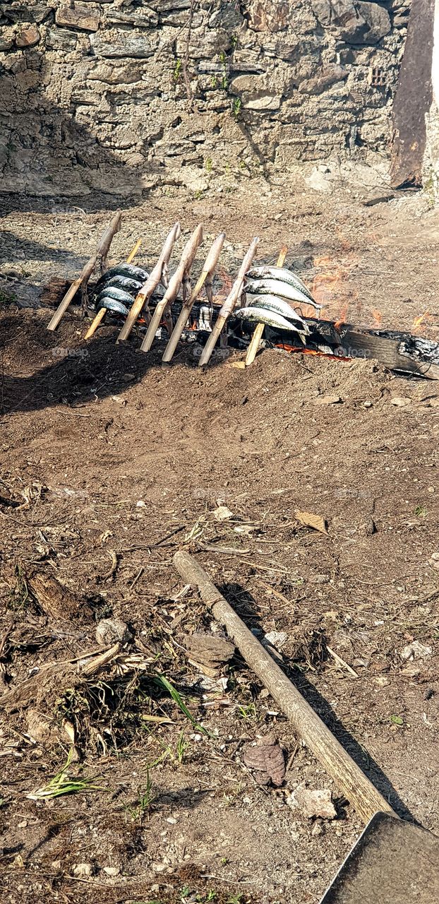 barbecue, fish, fire,