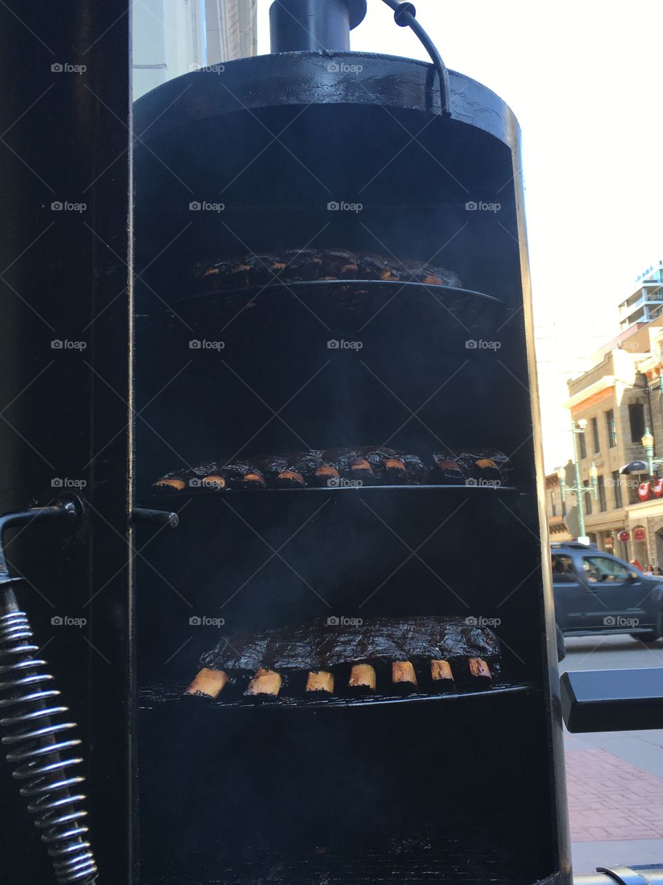 Beef ribs in smoker 