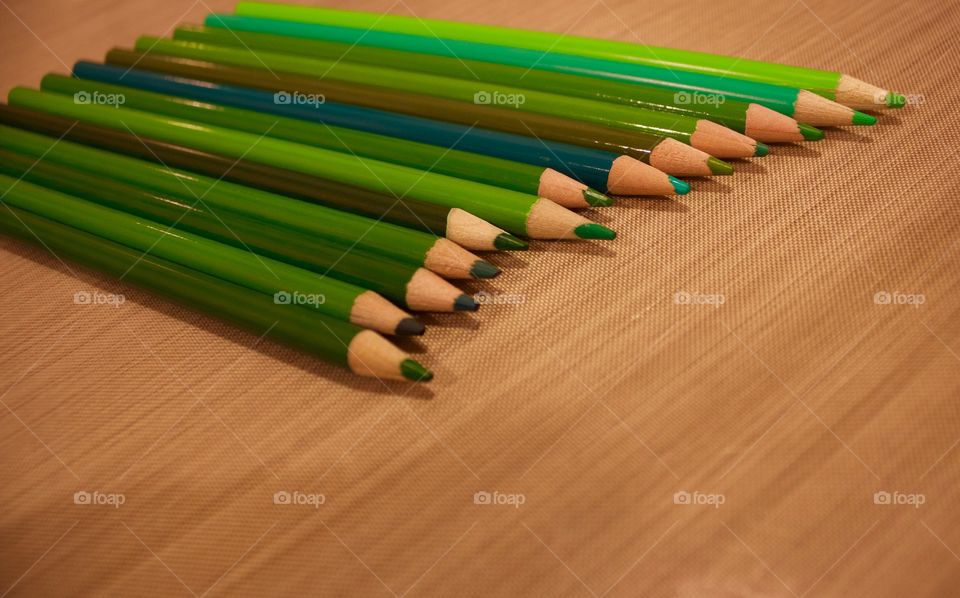 Green colored pencils