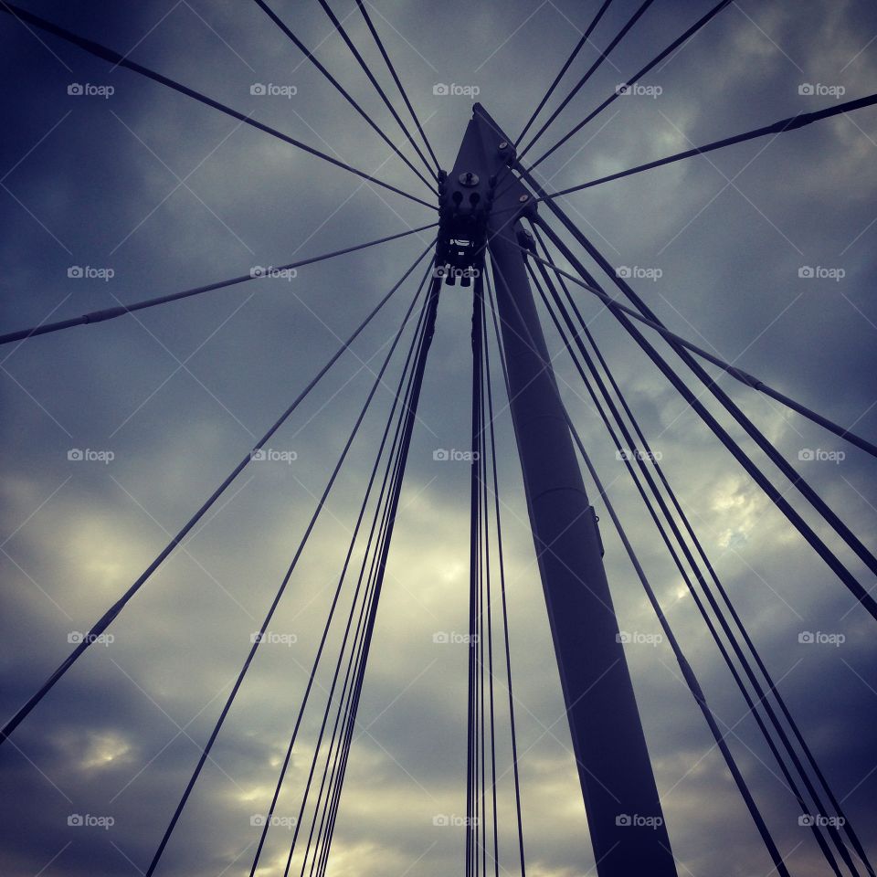 Moody day in London. This picture was taken walking across the river Thames on this bridge, just before there was a heavy downpour 