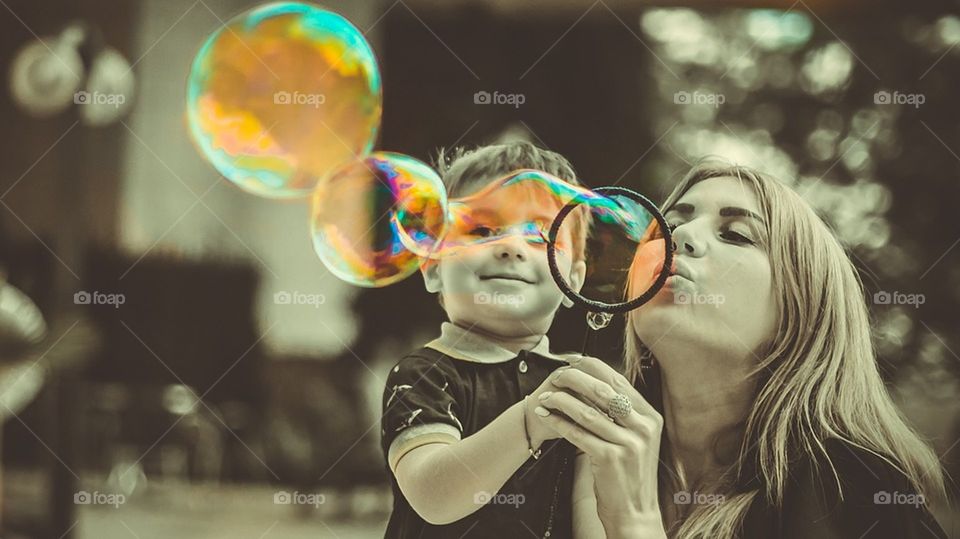 Child with bubbles