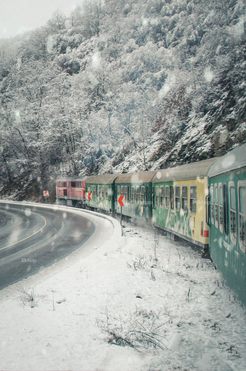 Travel by train in winter