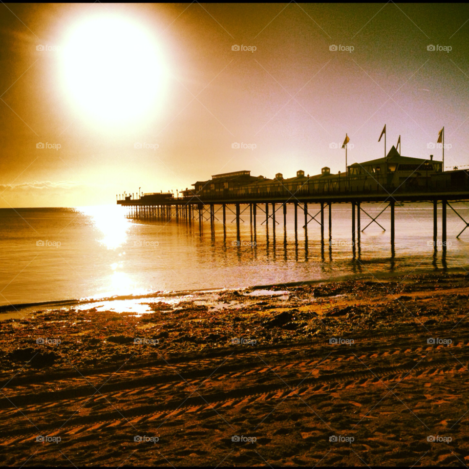 Paignton pier at sunset. 