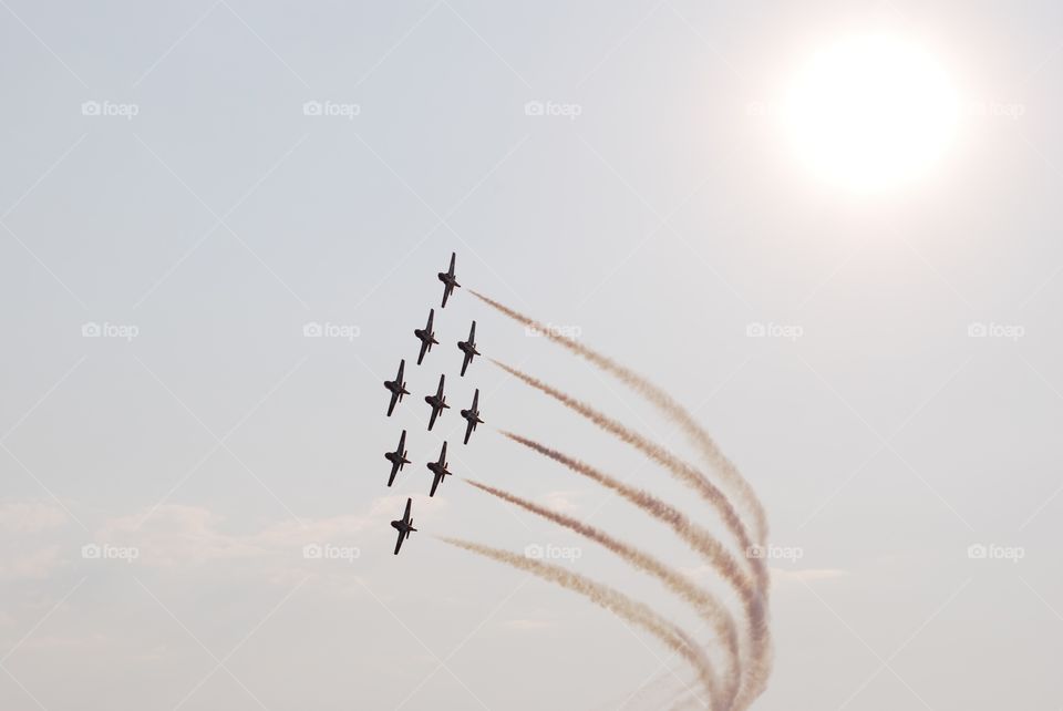 Low angle view of airplane in sky