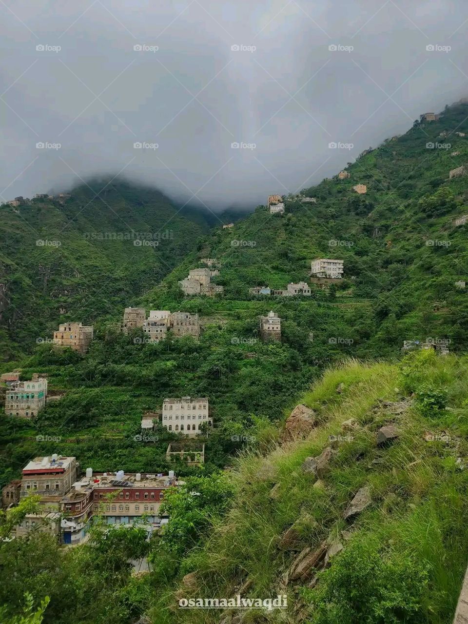 Glory be to God, the magnificent and picturesque view and the natural green trees are a view that is nothing more wonderful than it