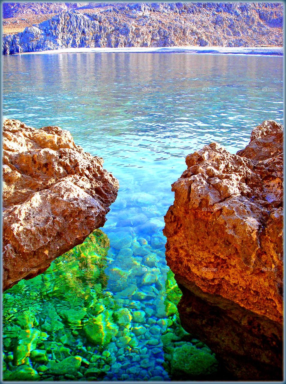 Rocks on beach summer holidays Crete Island Greece seascape wildlife beautiful nature therapy amazing naturalism crystal waters paradise bay summer feeling