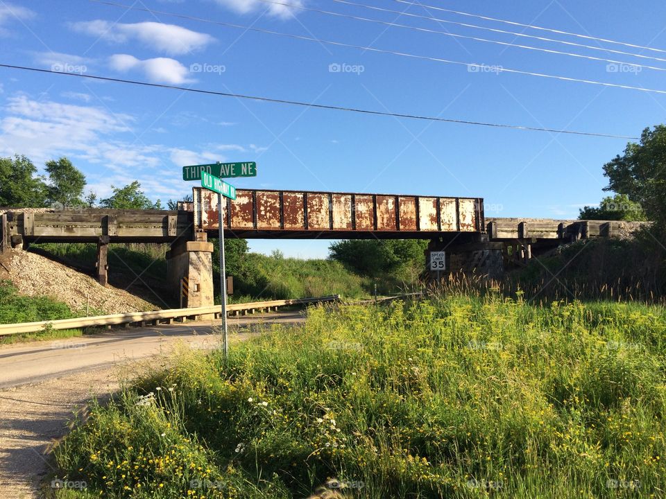 Railroad bridge over highway