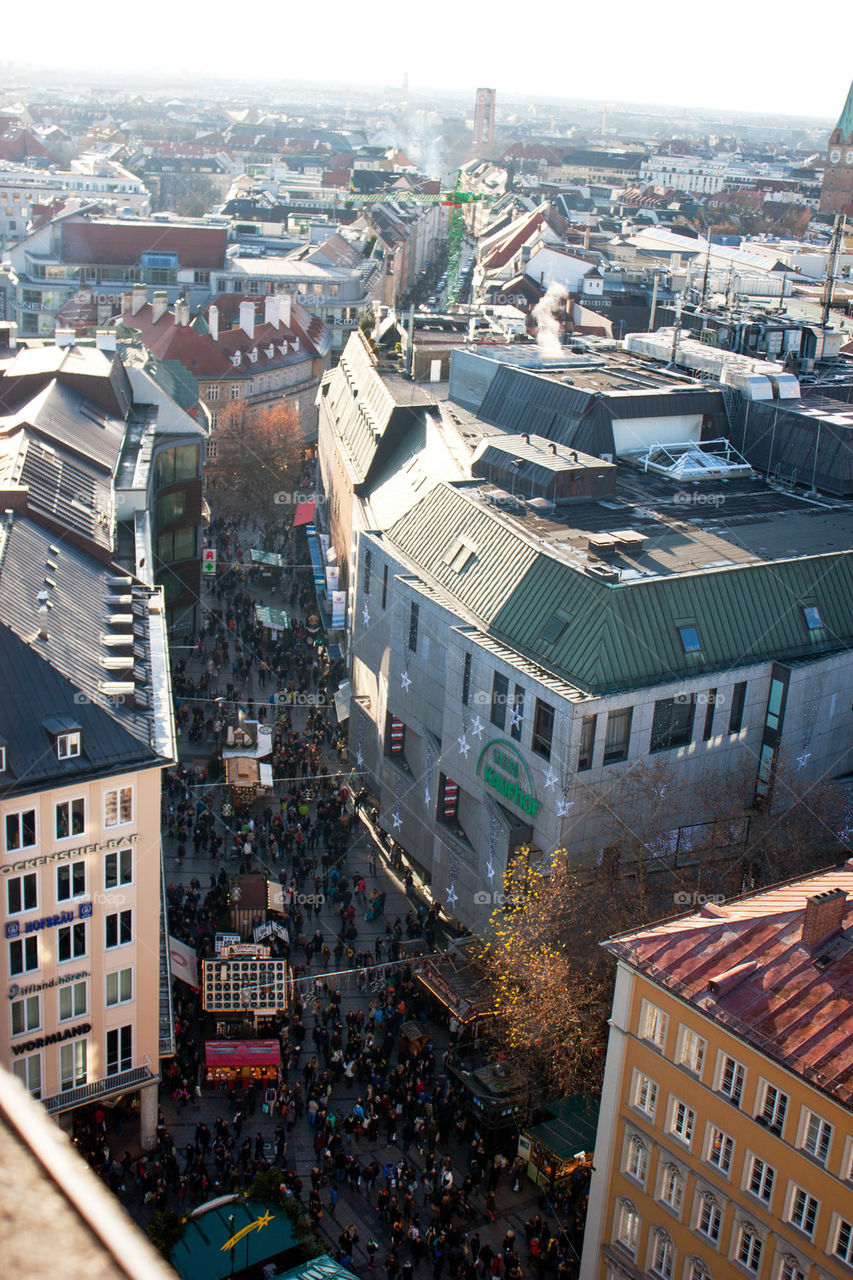 Aerial view of christmas markets