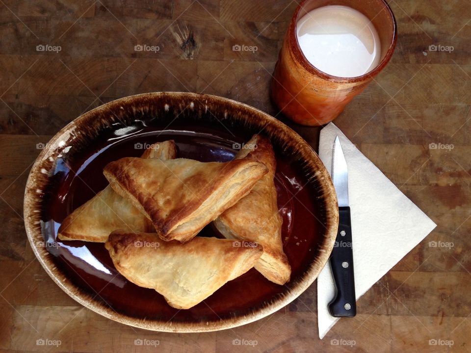 Raspberry Croissants with Milk. These are a favorite of ours & they looked so good I had to take a picture of them before we ate. They didn't last long.