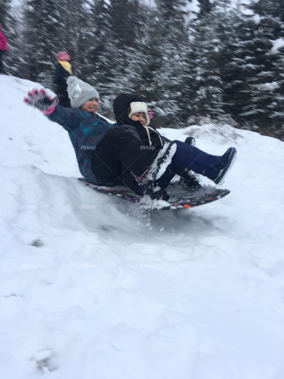 Snow day sledding