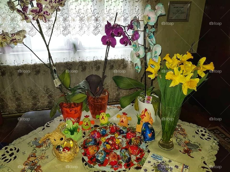 Easter atmosphere in the room