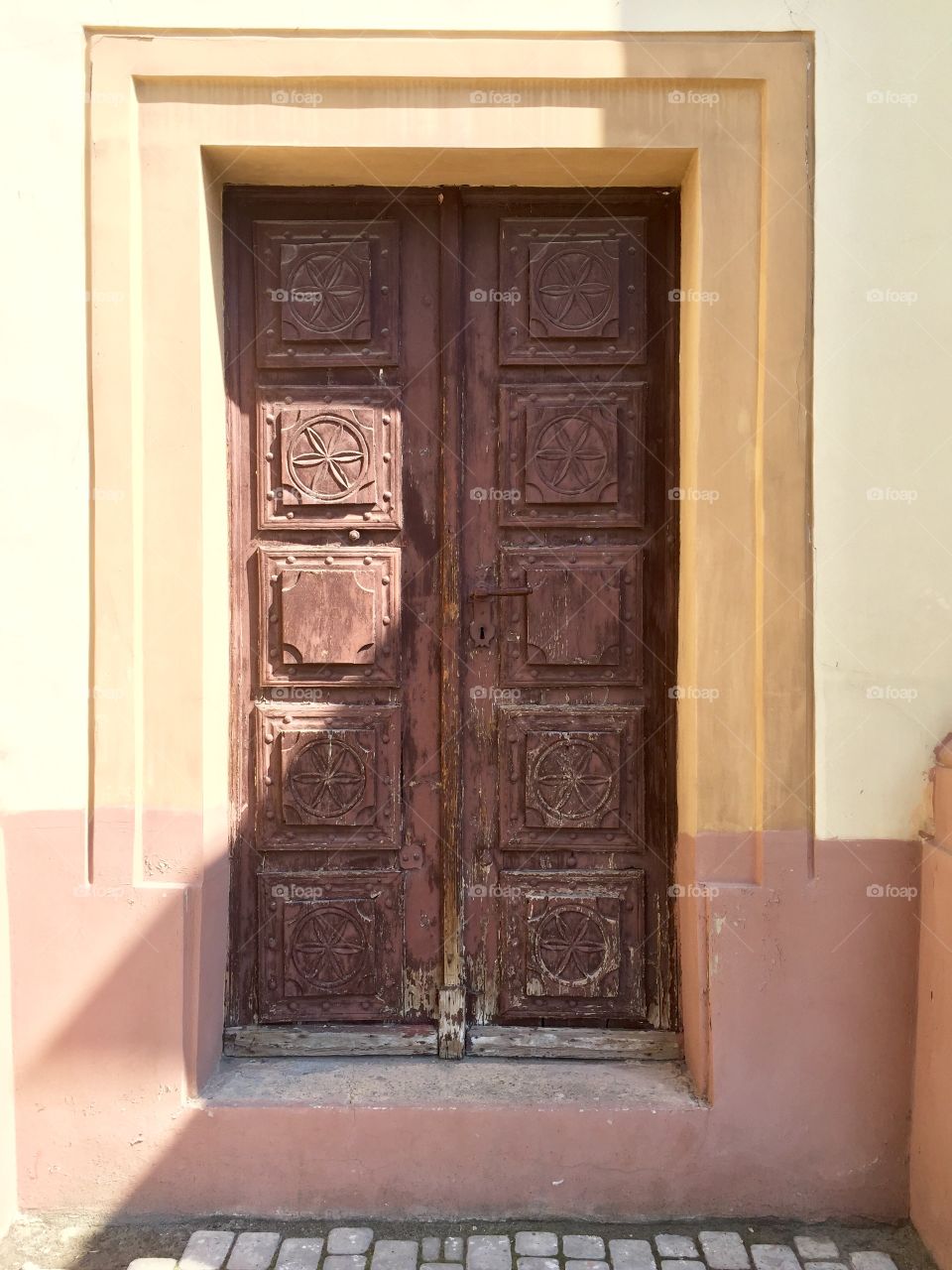 Old ancient wooden door