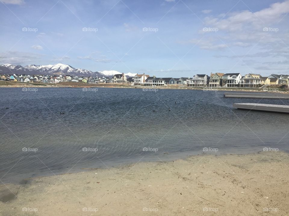 Beautiful Lake by the Mountains