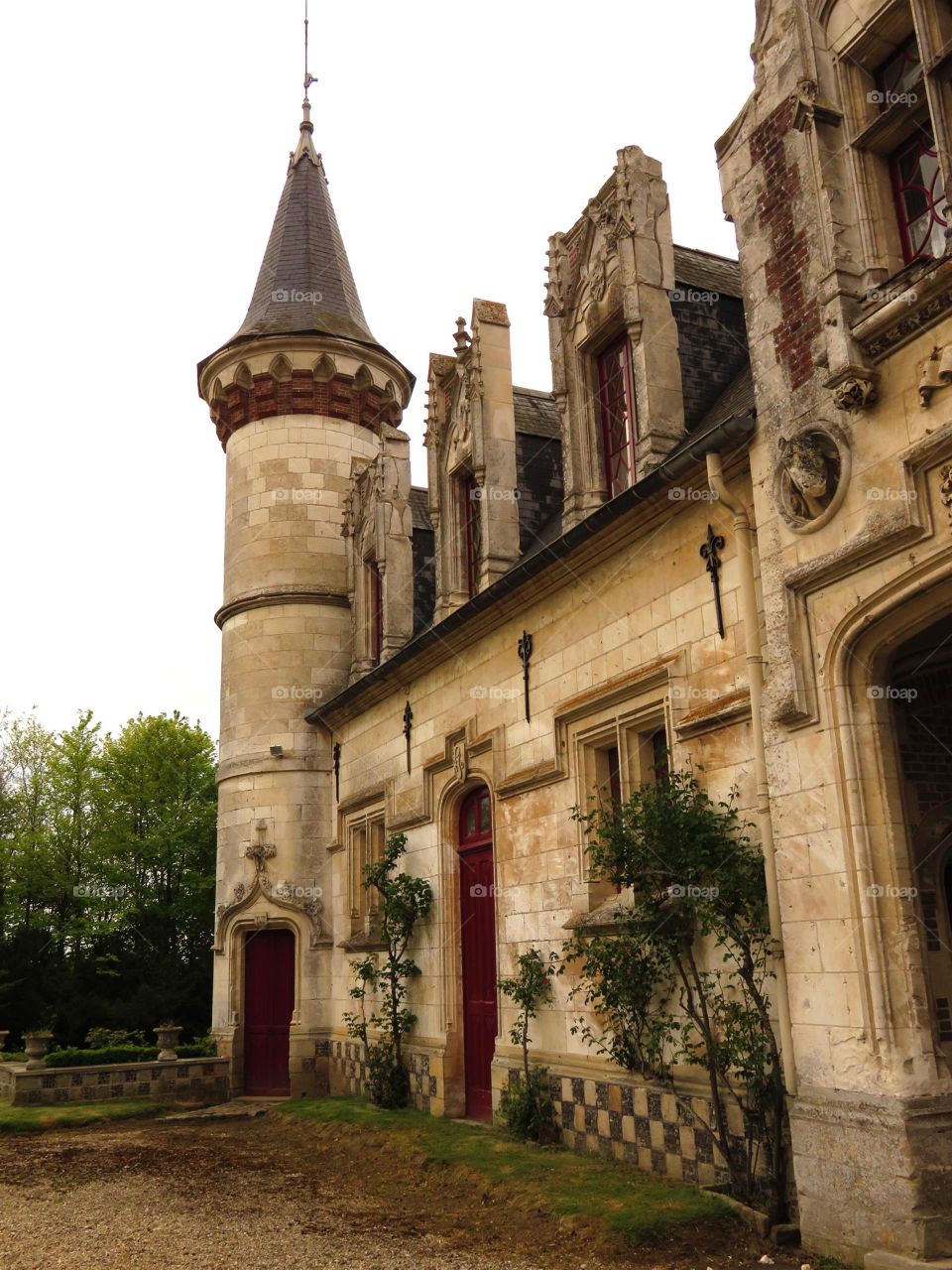 courtyard of castle. Visit of the castle of Régniere Ecluse North of France 