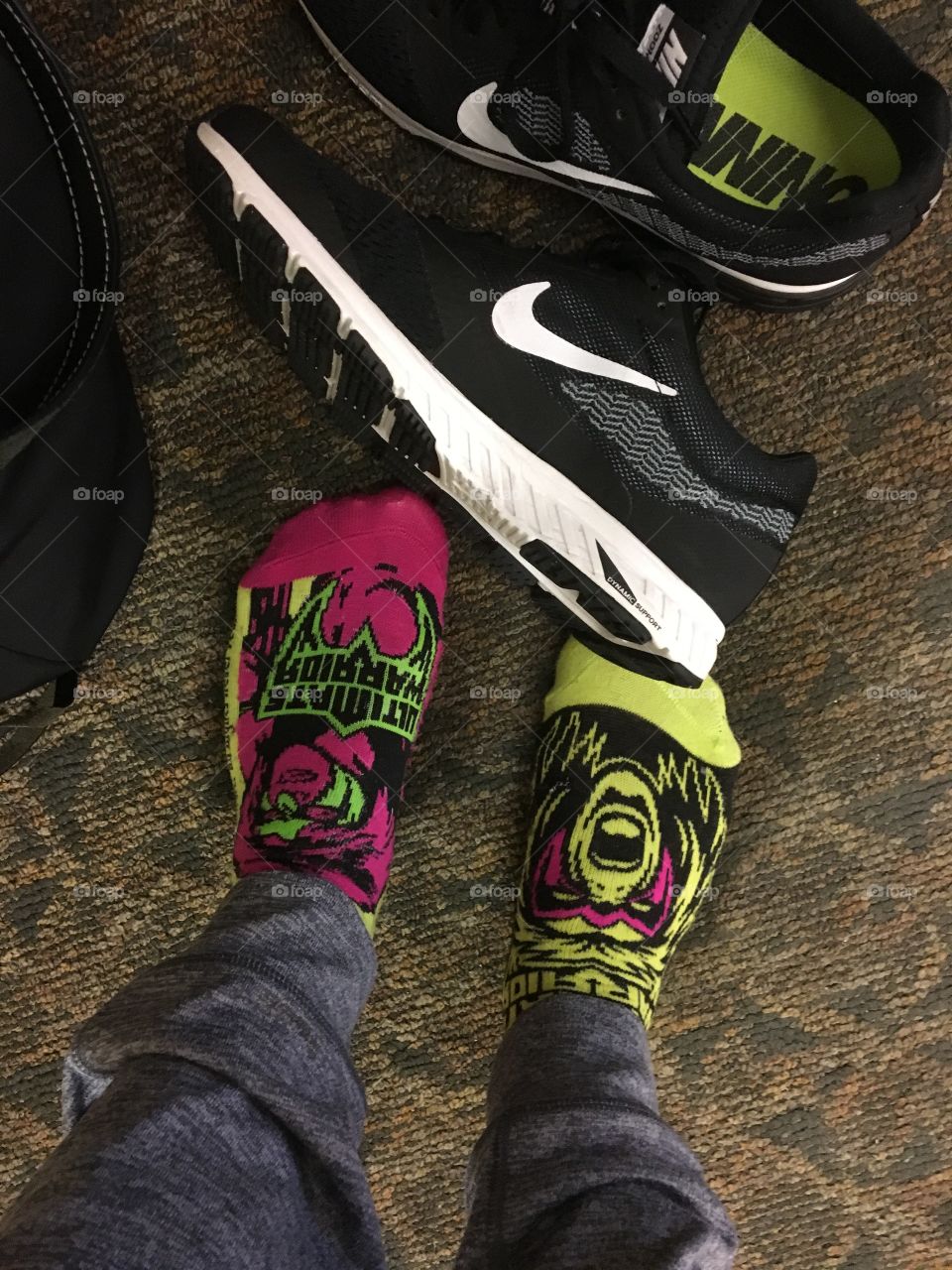 That embarrassing moment when you realize you wore two different ultimate warrior socks to the gym