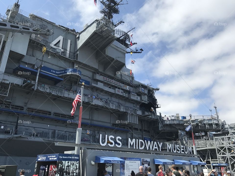 Entrance to the USS Midway San Diego, CA, one of the landmarks at downtown in America's Finest West Coast city
