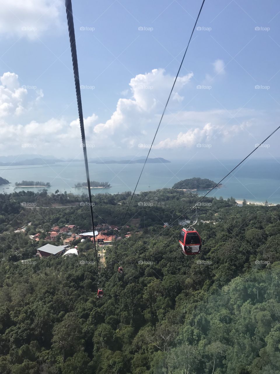 aerial view from cable car showing beautiful island of langkawi in malaysia 