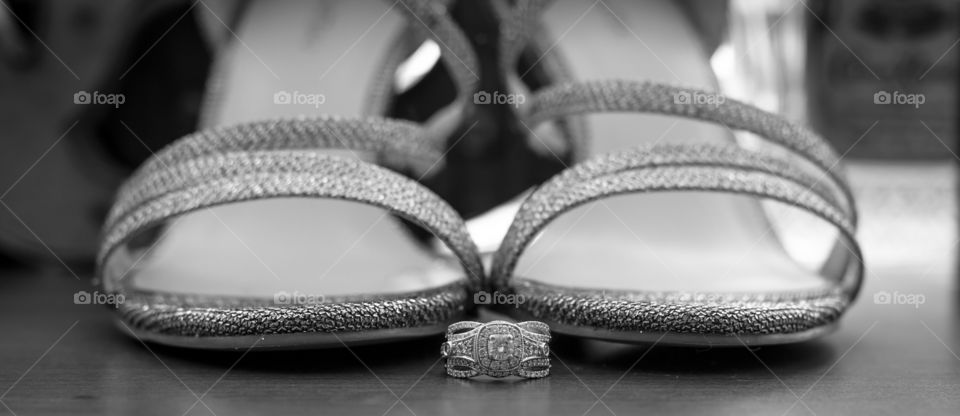 Wedding shoes and wedding ring together! So much BLING! 