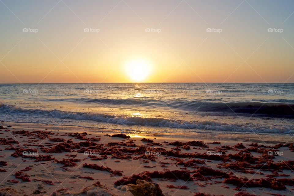 Sunset view of beach