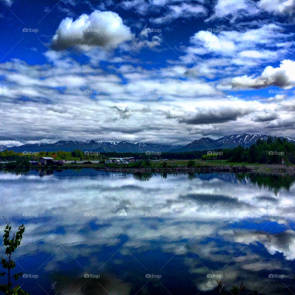 View on Six Mile Lake while fishing on a raft.