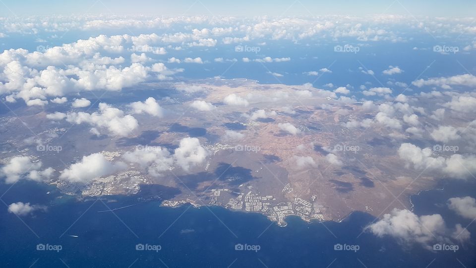 View from an airplane, Lanzarote Canary Islands - utsikt från flygplan , Kanarieöarna 