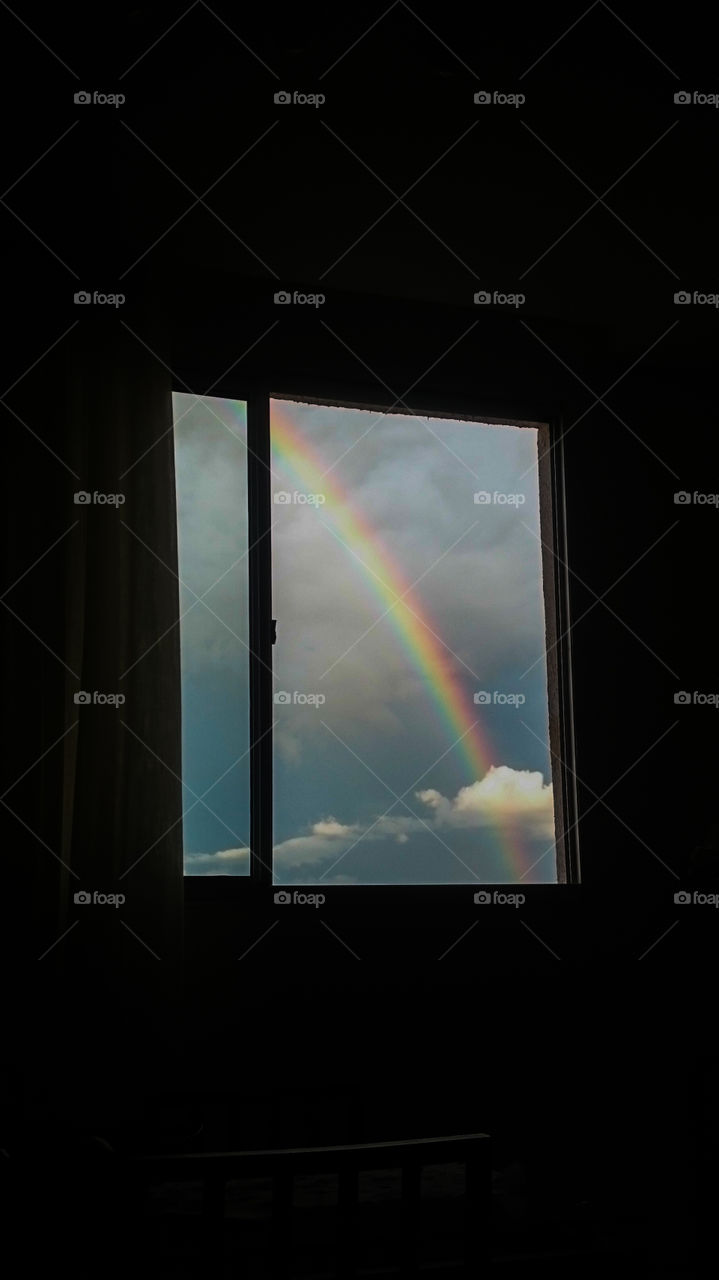 A rainbow by the window