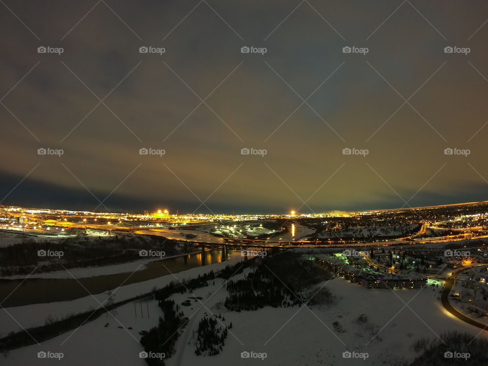 A night view of the city of Edmonton's east end