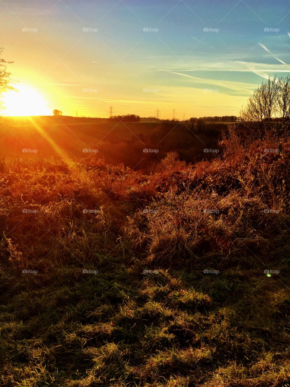 Beautiful Autumn sunset over a valley in Yorkshire