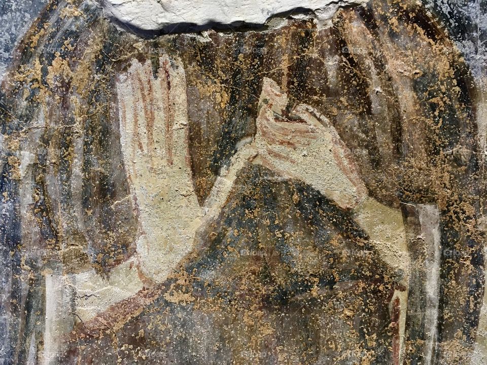 interesting fresco detail, 7th c. Torba Monastery, Gornate Olona, province of Varese
