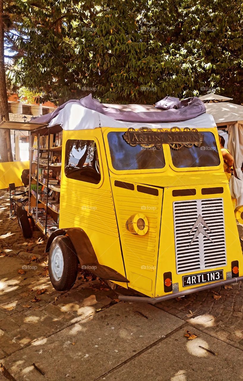 Vintage bookstore on wheels