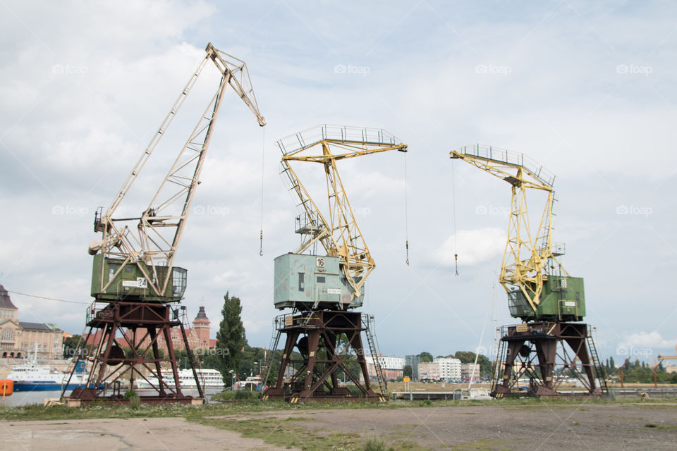 Retro cranes in old part of port.
