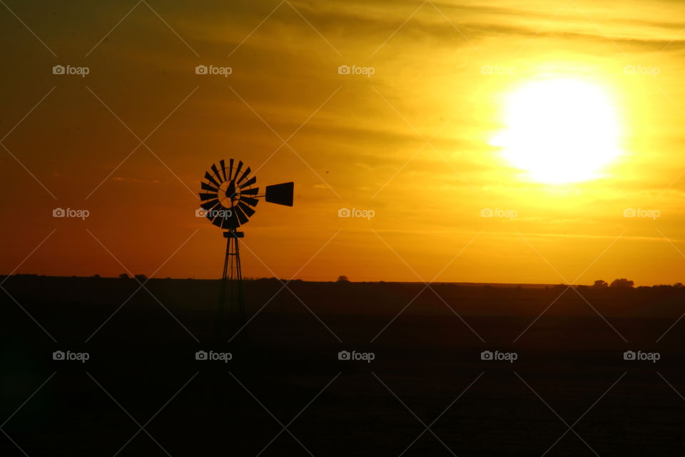 windmill at sunset