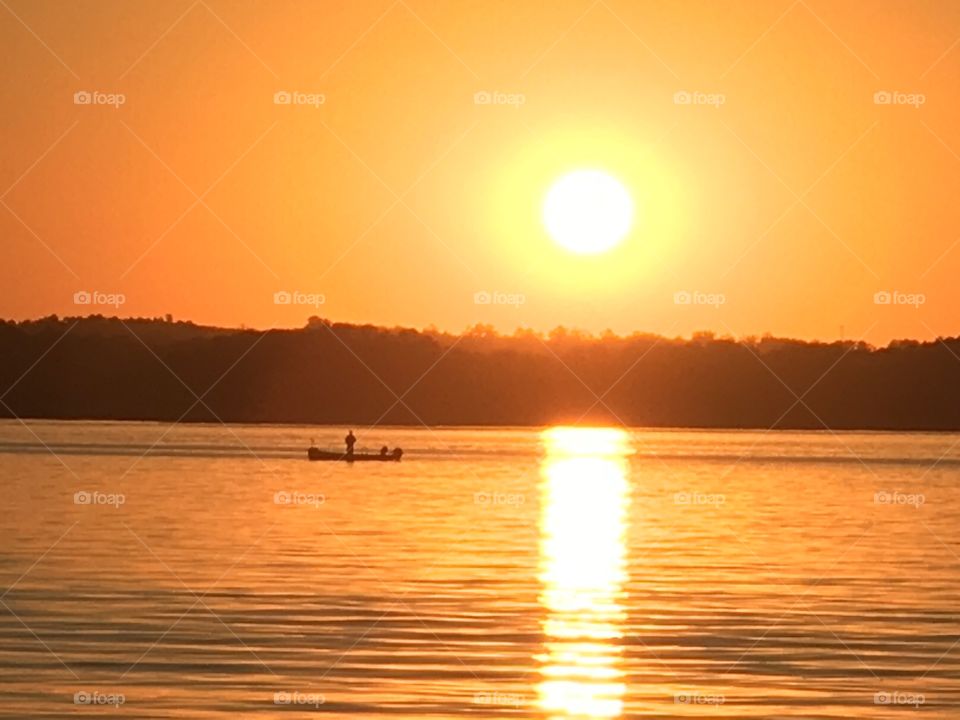 Sunset boat fishing 