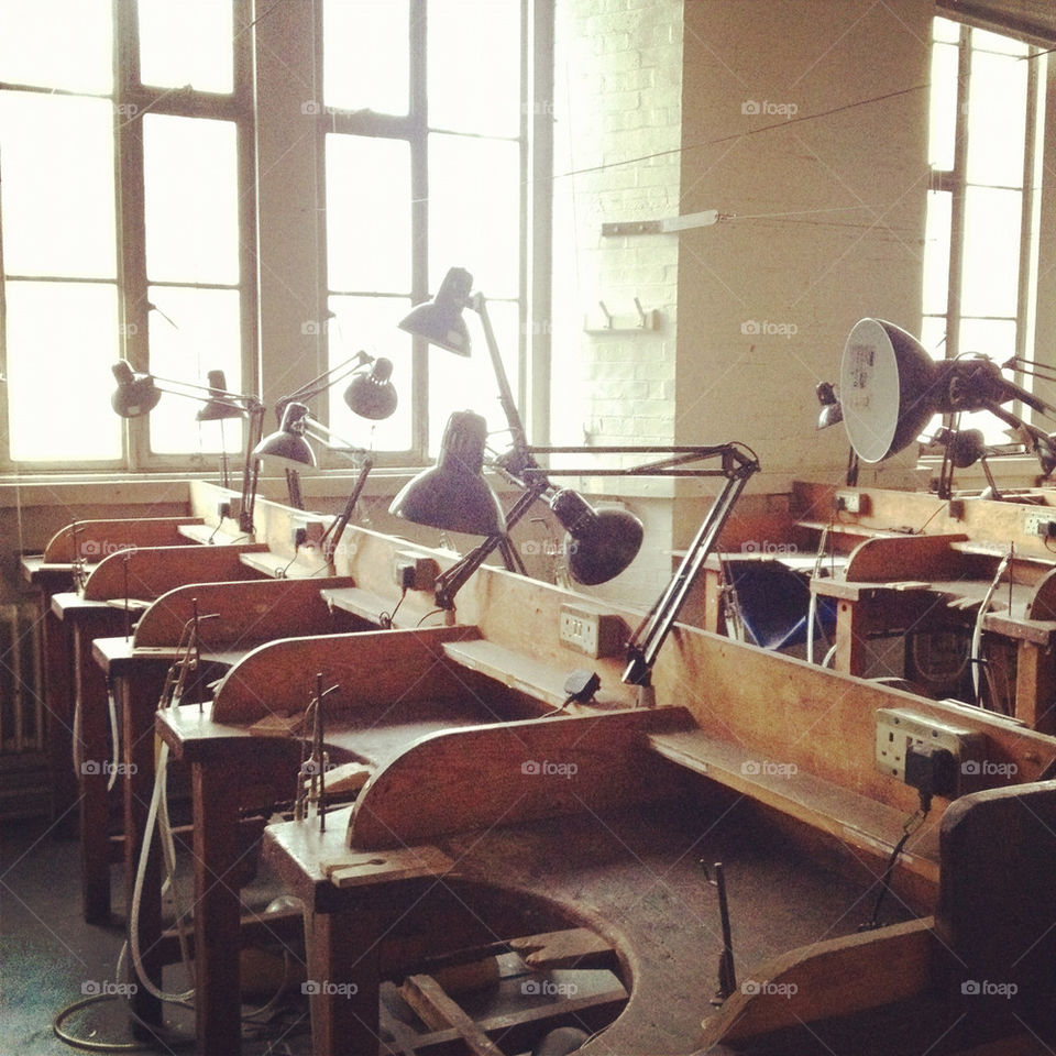 vintage work factory tables by koji