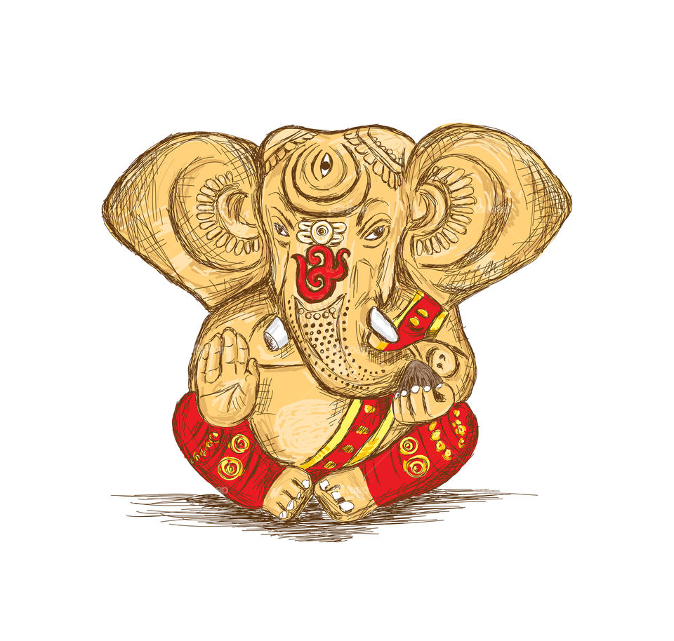 Hindu God ganesha sketch illustration