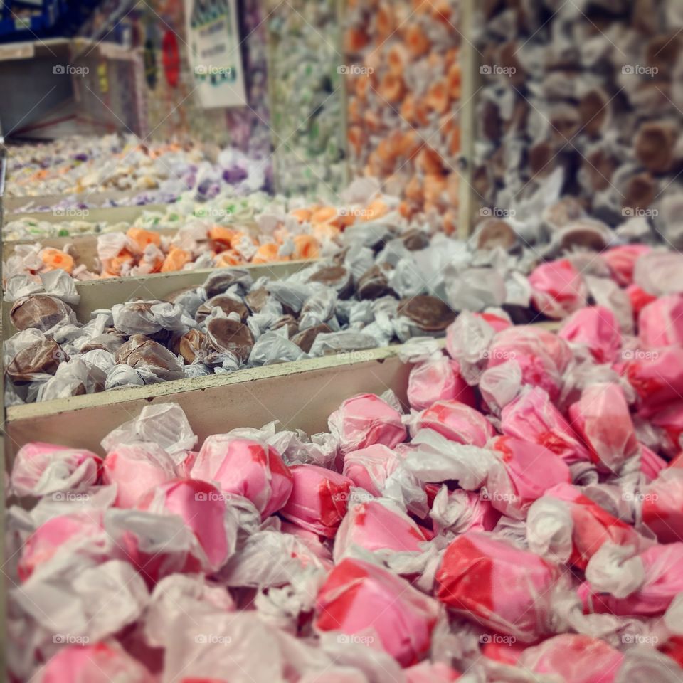 Taffy at the candy store in Newport