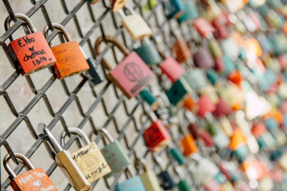 Close-up of love locks