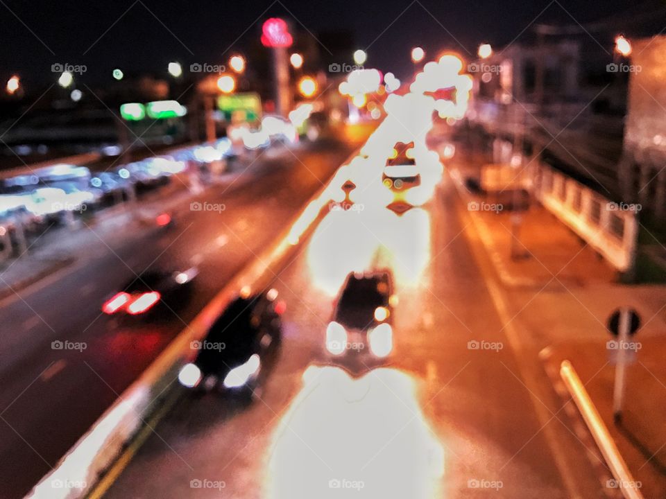 Blur background of traffic jam in rush hour in the city