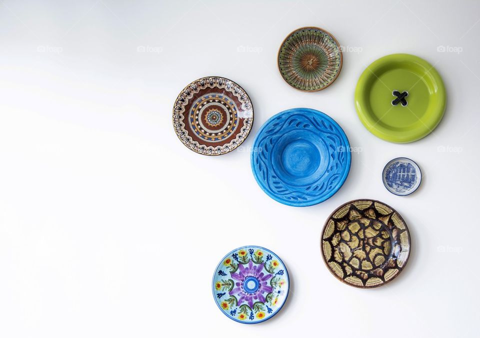 colorful plates on wall