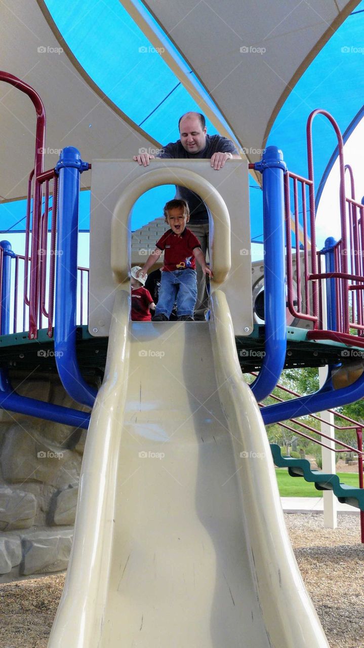 Going down the slide