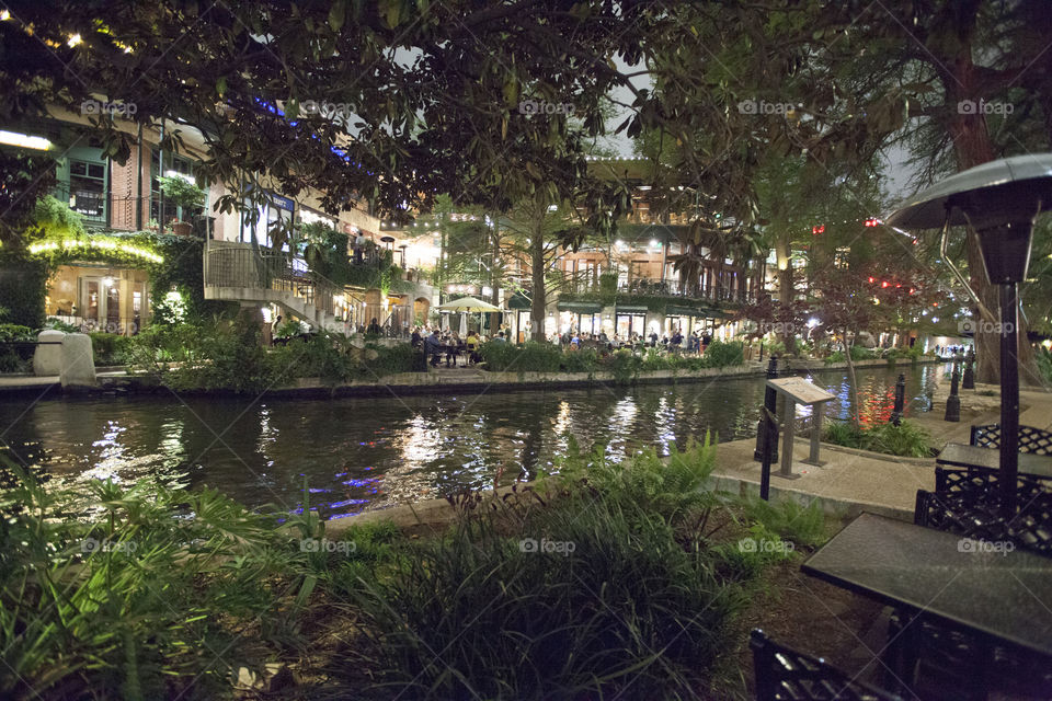 Riverwalk, San Antonio . Night walk at the Riverwalk