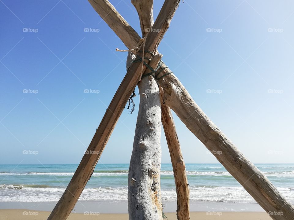 Wooden hut by the sea