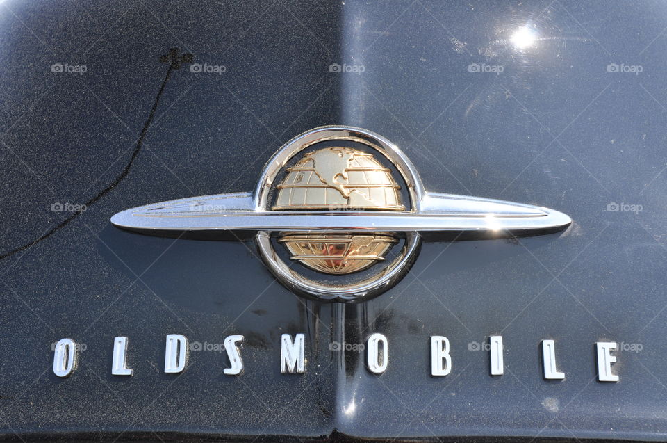 Hood detail on a classic Oldsmobile. 