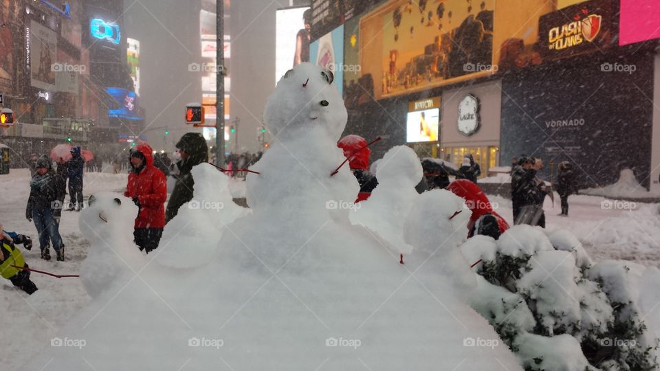 Snow Man in Times Square. Snow man in Times Square